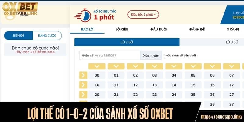 Lợi thế có 1-0-2 của sảnh xổ số Oxbet